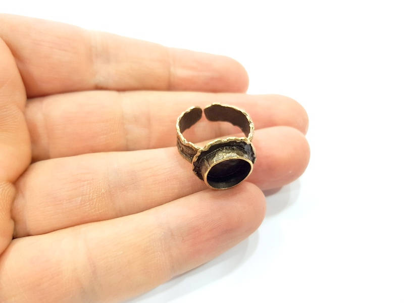 Antique Bronze Ring Blank inlay Ring Blank Mosaic Bezel Base Settings Cabochon Mountings (10mm Blank ) Antique Bronze Plated Brass G10122
