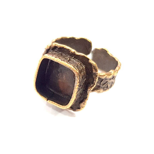 Antique Bronze Ring Blank inlay Ring Blank Mosaic Bezel Base Settings Cabochon Mountings (10x10mm Blank ) Antique Bronze Plated Brass G10123