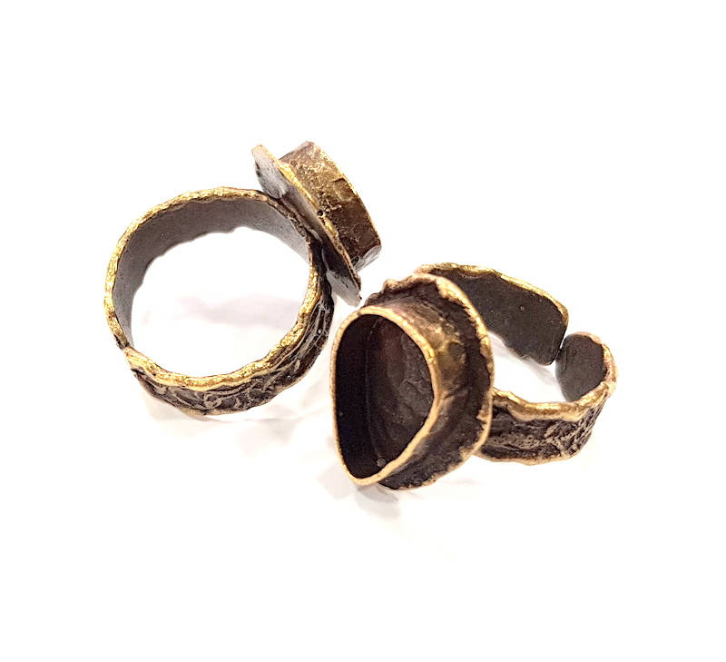 Antique Bronze Ring Blank inlay Ring Blank Mosaic Bezel Base Settings Cabochon Mountings (14x10mm Blank ) Antique Bronze Plated Brass G10126