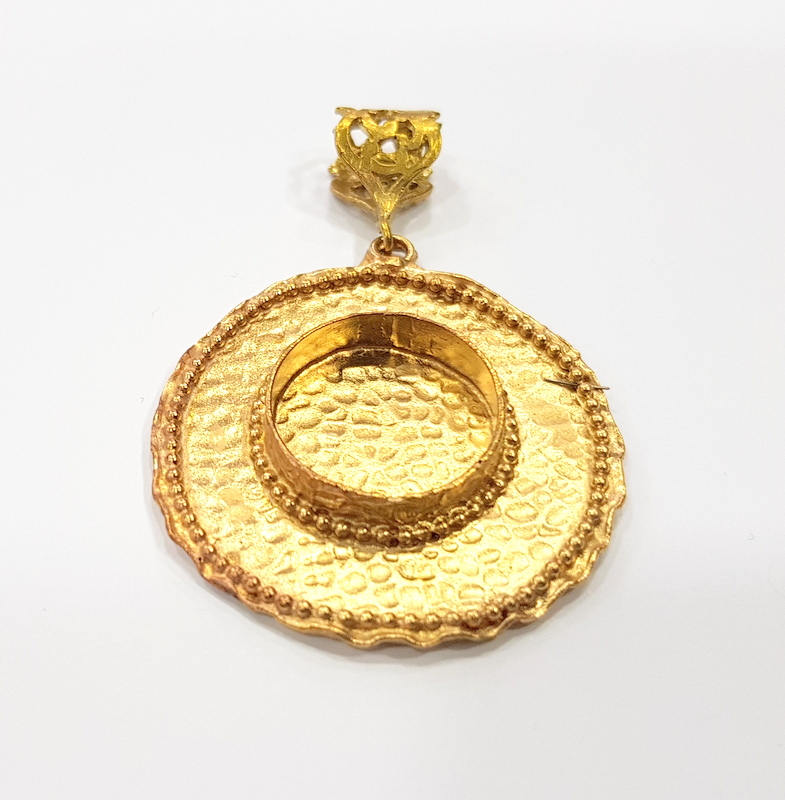 Raw Brass Pendant Blank Mosaic Base Blank inlay Blank Necklace Blank Resin Blank Mountings Cabochon Bezel Base  (20mm blank) G10144
