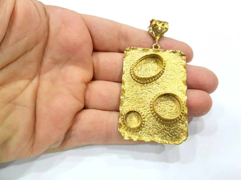 Raw Brass Pendant Blank Mosaic Base Blank inlay Blank Necklace Blank Resin Blank Mountings Cabochon Bezel Base   G10145