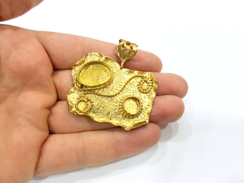 Raw Brass Pendant Blank Mosaic Base Blank inlay Blank Necklace Blank Resin Blank Mountings Cabochon Bezel Base   G10146
