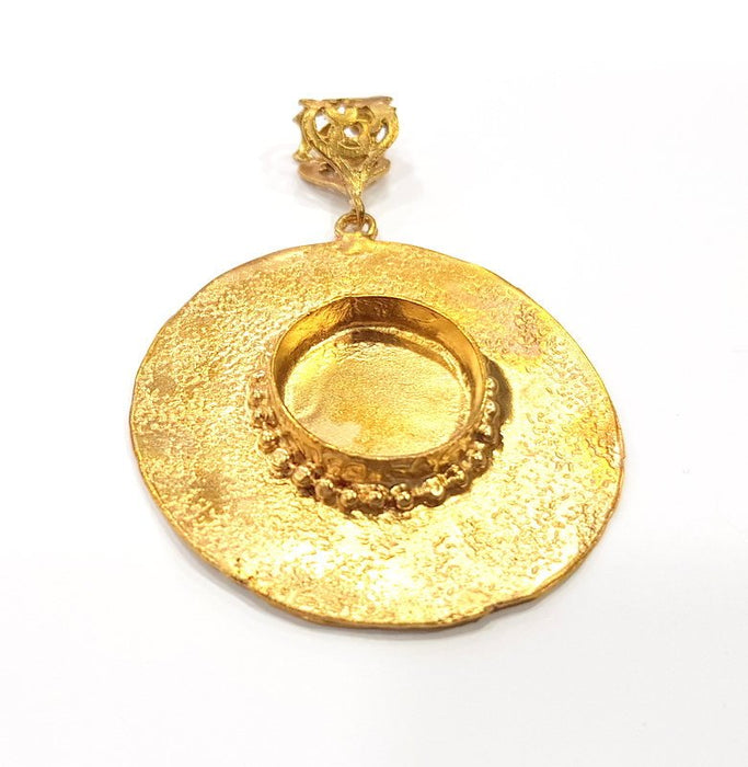 Raw Brass Pendant Blank Mosaic Base Blank inlay Blank Necklace Blank Resin Blank Mountings Cabochon Bezel Base  (20mm blank) G10150