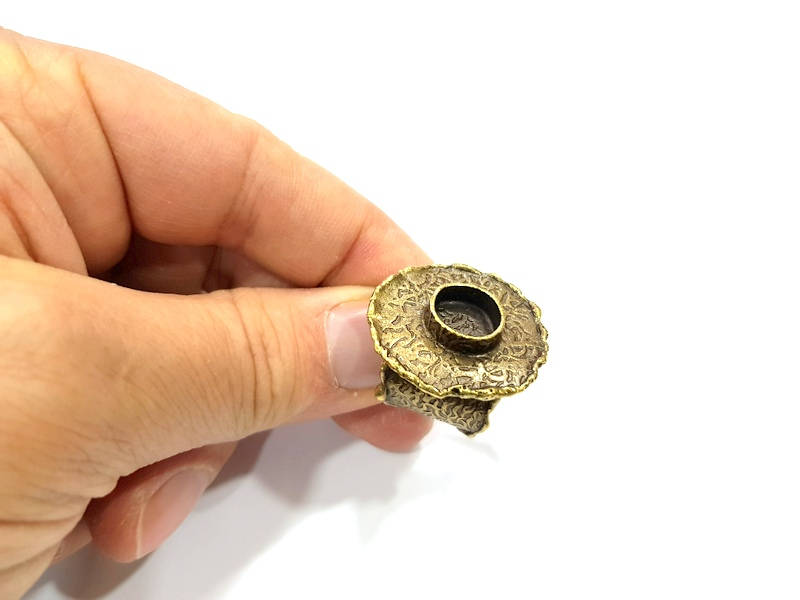 Antique Bronze Ring Blank Ring Setting inlay Blank Mosaic Bezel Base Cabochon Mountings (10mm Blank ) Antique Bronze Plated Brass G10152
