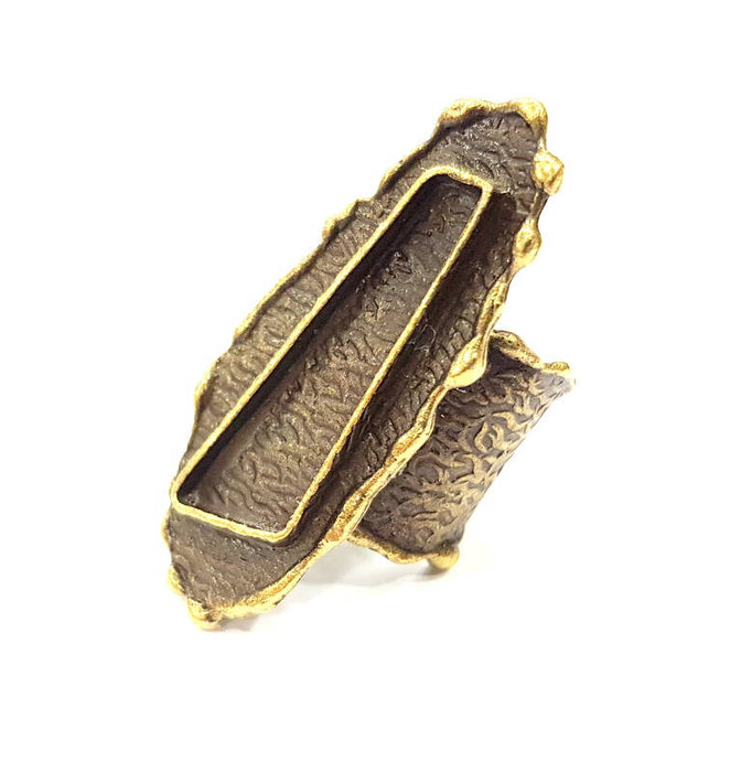 Antique Bronze Ring Blank Ring Setting inlay Blank Mosaic Bezel Base Cabochon Mountings (33x11mm Blank ) Antique Bronze Plated Brass G10153