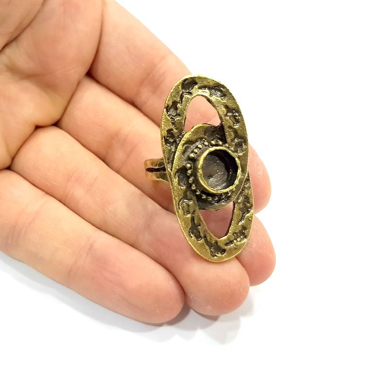 Antique Bronze Ring Blank Ring Setting inlay Blank Mosaic Bezel Base Cabochon Mountings (10mm Blank ) Antique Bronze Plated Brass G10161