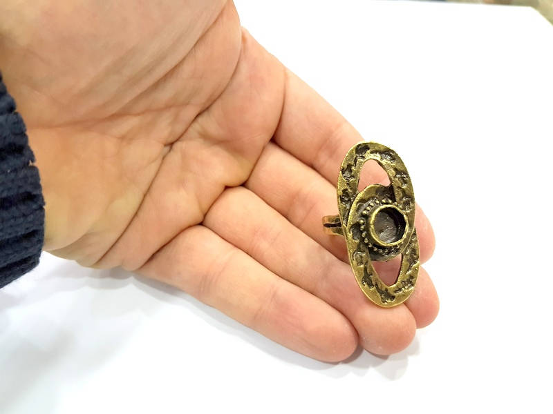 Antique Bronze Ring Blank Ring Setting inlay Blank Mosaic Bezel Base Cabochon Mountings (10mm Blank ) Antique Bronze Plated Brass G10161