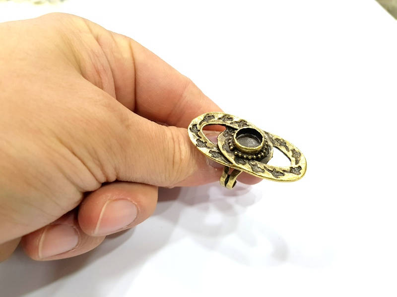 Antique Bronze Ring Blank Ring Setting inlay Blank Mosaic Bezel Base Cabochon Mountings (10mm Blank ) Antique Bronze Plated Brass G10161