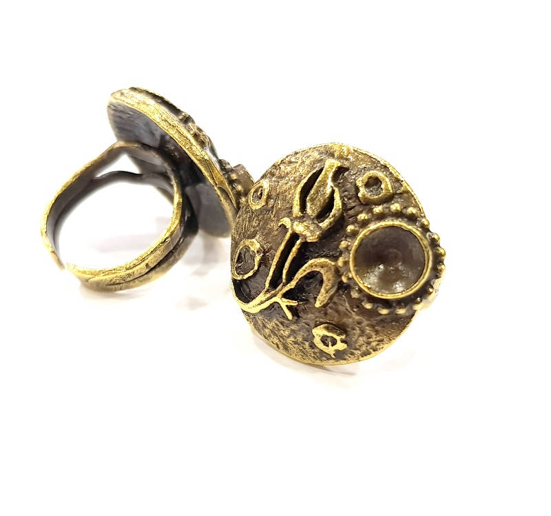 Antique Bronze Ring Blank Ring Setting inlay Blank Mosaic Bezel Base Cabochon Mountings (6mm Blank ) Antique Bronze Plated Brass G10162