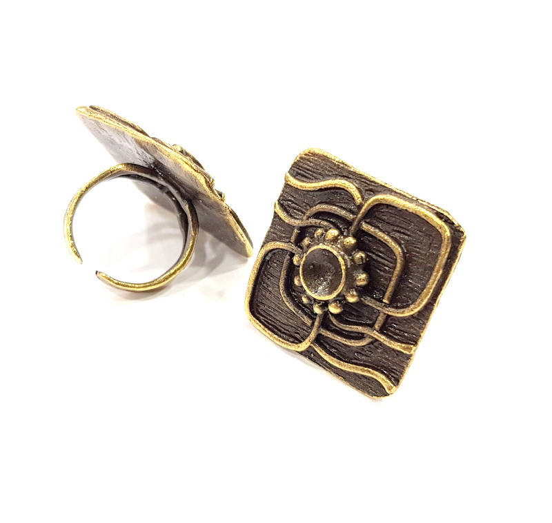 Antique Bronze Ring Blank Ring Setting inlay Blank Mosaic Bezel Base Cabochon Mountings (6mm Blank ) Antique Bronze Plated Brass G10164