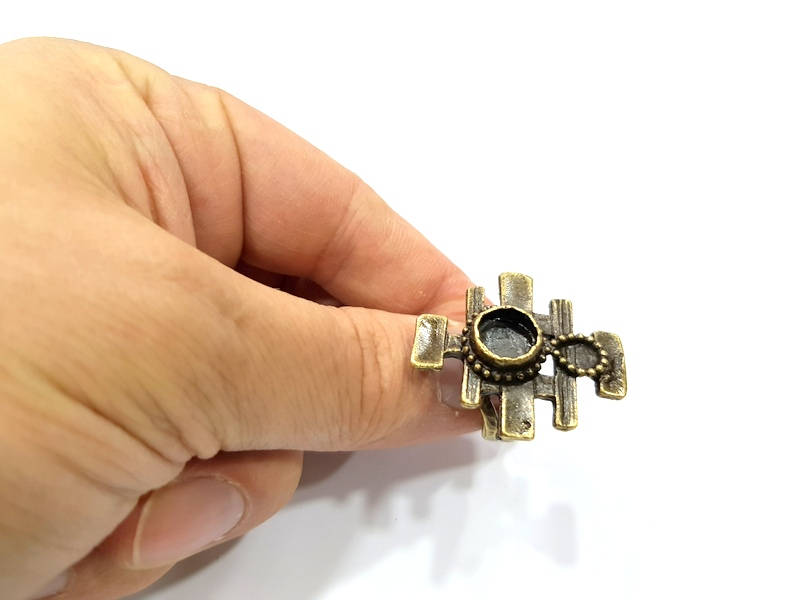 Antique Bronze Ring Blank Ring Setting inlay Blank Mosaic Bezel Base Cabochon Mountings (10mm Blank ) Antique Bronze Plated Brass G10167
