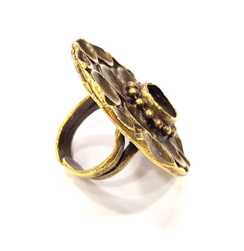 Antique Bronze Ring Blank Ring Setting inlay Blank Mosaic Bezel Base Cabochon Mountings (10mm Blank ) Antique Bronze Plated Brass G10168