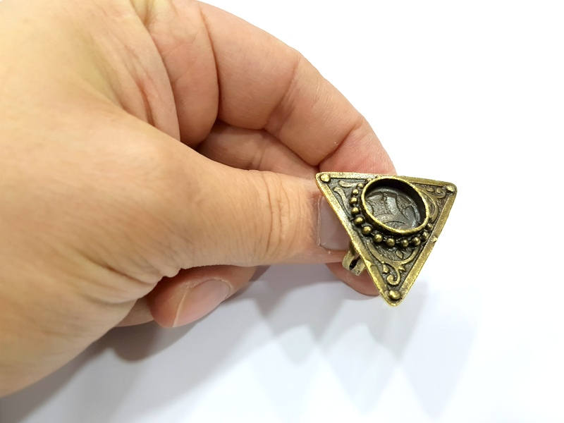 Antique Bronze Ring Blank Ring Setting inlay Blank Mosaic Bezel Base Cabochon Mountings (14mm Blank ) Antique Bronze Plated Brass G10169