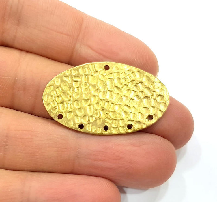 Raw Brass Hammered Connector Charms 37x22mm  G11920