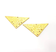 2 Raw Brass Hammered Connector Charms 36x19mm  G11922