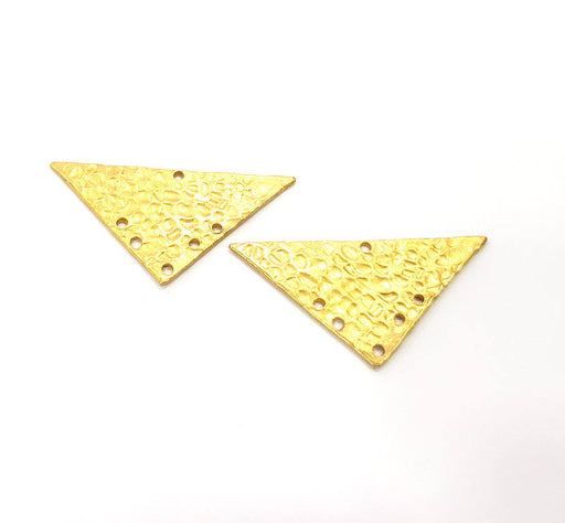 2 Raw Brass Hammered Connector Charms 36x19mm  G11922