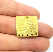 2 Raw Brass Hammered Connector Charms 21mm  G11924