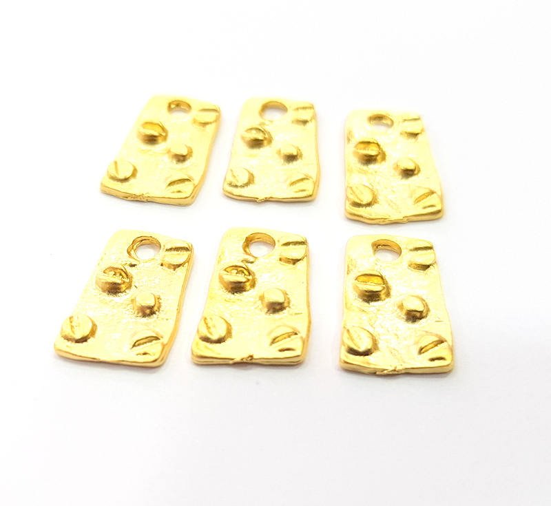 6 Gold Charm Matt Gold Plated Charms  (15x9mm)  G10177