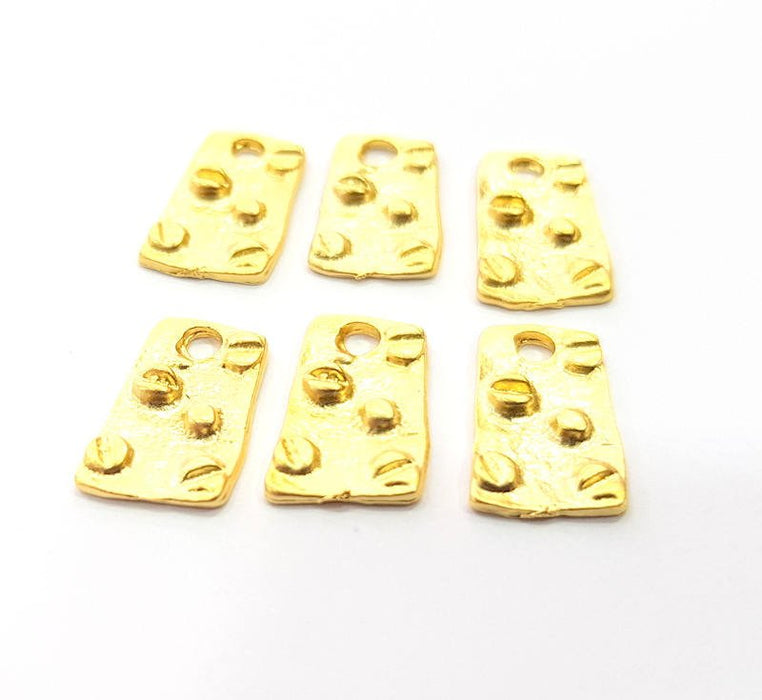 6 Gold Charm Matt Gold Plated Charms  (15x9mm)  G10177