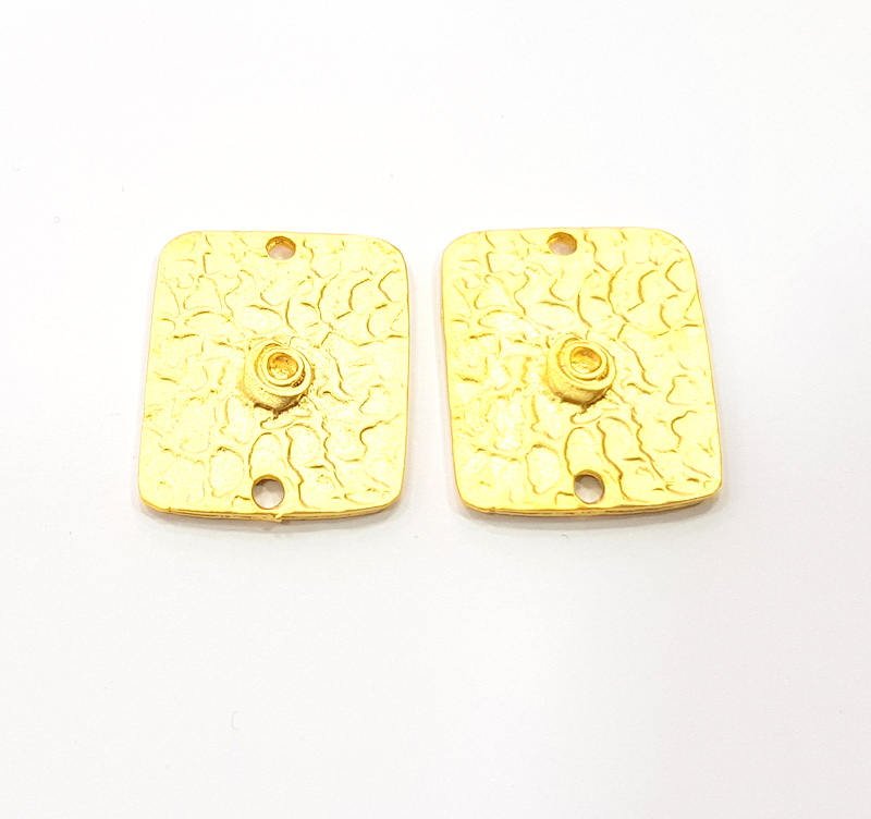 2 Gold Connector Charm Gold Plated Charms  (23x19mm)  G10178