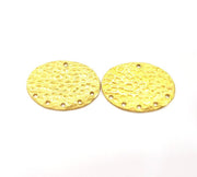 2 Raw Brass Hammered Connector Charms 26x19mm  G11931