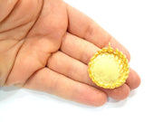 Gold Pendant Blank Mosaic Base inlay Blank Necklace Blank Resin Blank Mountings Gold Plated Brass ( 28mm blank ) G10179