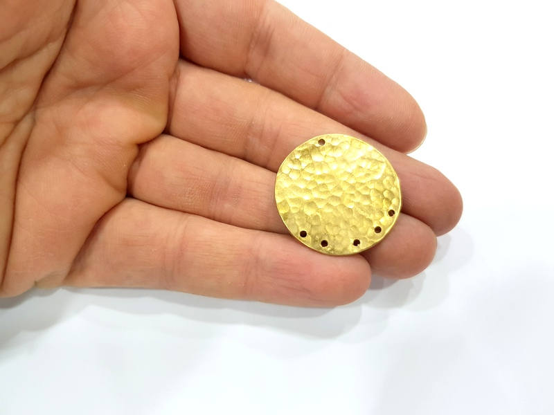 Raw Brass Hammered Connector Charms 30mm  G11932