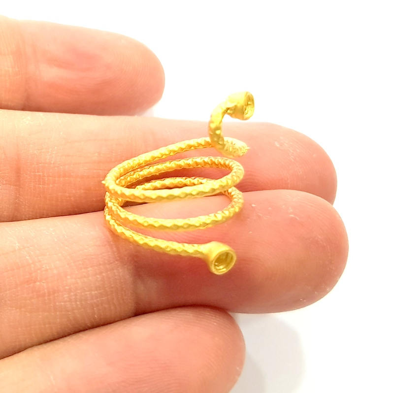 Gold Knuckle Ring Settings Blank inlay Ring Mosaic Ring Bezel Base Cabochon Mountings Adjustable (2mm blank ) Gold Plated Brass G10181