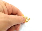 Gold Knuckle Ring Settings Blank inlay Ring Mosaic Ring Bezel Base Cabochon Mountings Adjustable (2mm blank ) Gold Plated Brass G10181