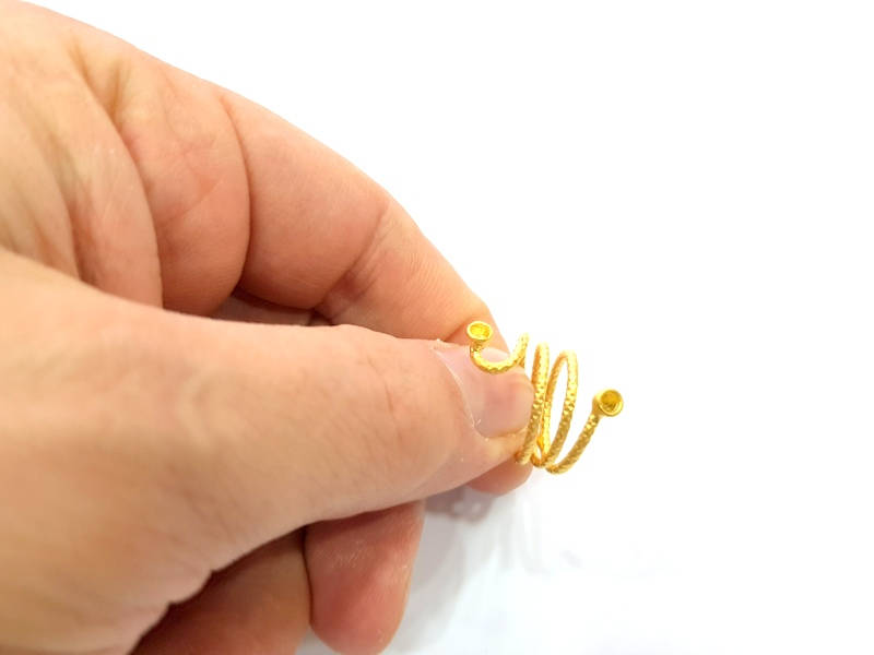 Gold Knuckle Ring Settings Blank inlay Ring Mosaic Ring Bezel Base Cabochon Mountings Adjustable (2mm blank ) Gold Plated Brass G10181