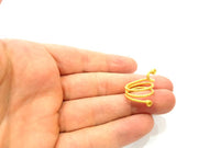 Gold Knuckle Ring Settings Blank inlay Ring Mosaic Ring Bezel Base Cabochon Mountings Adjustable (2mm blank ) Gold Plated Brass G10181