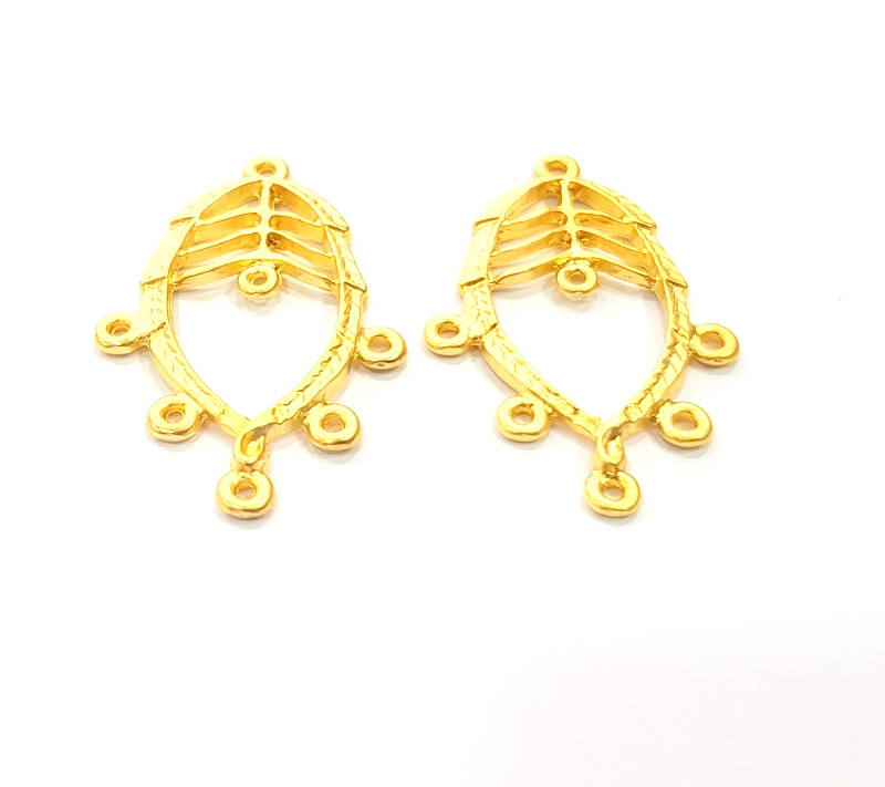 2 Gold Charm Gold Plated Charms  (40x25mm)  G10182