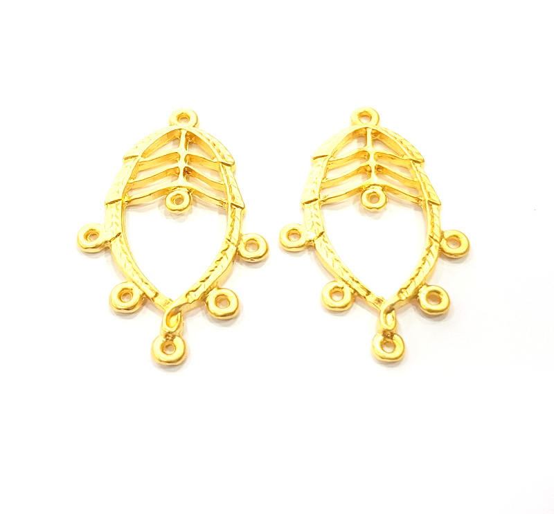 2 Gold Charm Gold Plated Charms  (40x25mm)  G10182
