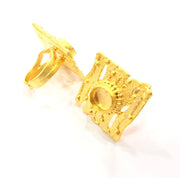 Gold Ring Settings Blank inlay Ring Mosaic Ring Bezel Base Cabochon Mountings Adjustable (10mm blank ) Gold Plated Brass G10183