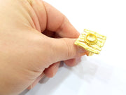 Gold Ring Settings Blank inlay Ring Mosaic Ring Bezel Base Cabochon Mountings Adjustable (10mm blank ) Gold Plated Brass G10183