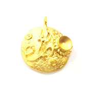 Gold Pendant Blank Mosaic Base inlay Blank Necklace Blank Resin Blank Mountings Gold Plated Brass ( 7mm blank ) G10184