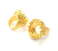 Gold Ring Settings Blank inlay Ring Mosaic Ring Bezel Base Cabochon Mountings Adjustable (20mm blank ) Gold Plated Brass G10188