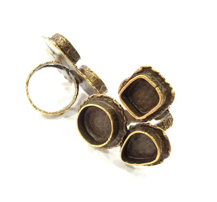 Antique Bronze Ring Blank Ring Setting inlay Blank Mosaic Bezel Base Cabochon Mountings (14+10+14x10mm ) Antique Bronze Plated Brass G11934