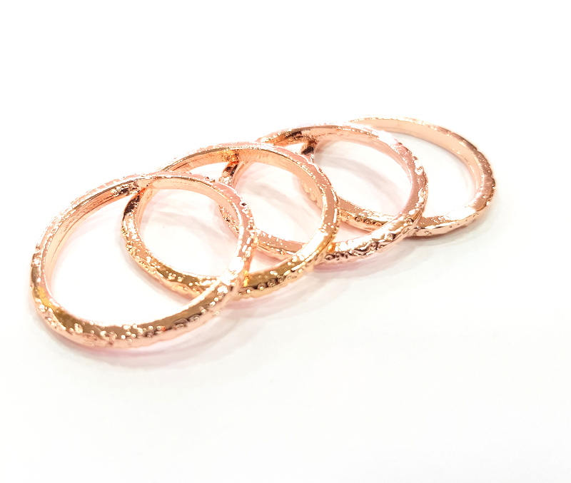 4 Rose Gold Circle Charms Rose Gold Plated Connectors (28 mm)  G10196