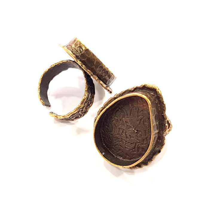 Antique Bronze Ring Blank Ring Setting inlay Blank Mosaic Bezel Base Cabochon Mountings ( 25x18 mm blank) Antique Bronze Plated Brass G11937