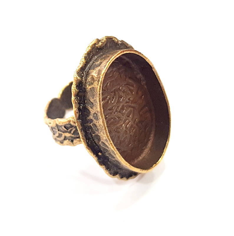 Antique Bronze Ring Blank Ring Setting inlay Blank Mosaic Bezel Base Cabochon Mountings ( 24x17 mm blank) Antique Bronze Plated Brass G11938