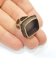 Antique Bronze Ring Blank Ring Setting inlay Blank Mosaic Bezel Base Cabochon Mountings ( 18x18 mm blank) Antique Bronze Plated Brass G11939