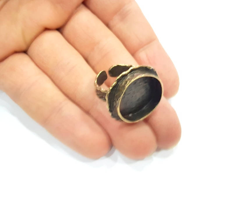 Antique Bronze Ring Blank Ring Setting inlay Blank Mosaic Bezel Base Cabochon Mountings ( 20 mm blank) Antique Bronze Plated Brass G11940