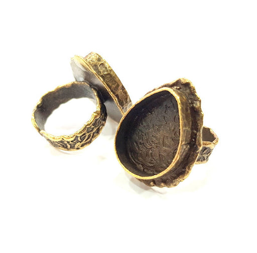 Antique Bronze Ring Blank Ring Setting inlay Blank Mosaic Bezel Base Cabochon Mountings ( 20x15 mm blank) Antique Bronze Plated Brass G11941