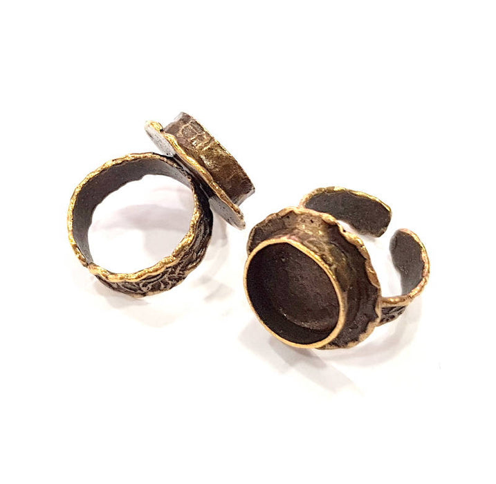 Antique Bronze Ring Blank Ring Setting inlay Blank Mosaic Bezel Base Cabochon Mountings ( 14 mm blank) Antique Bronze Plated Brass G11942