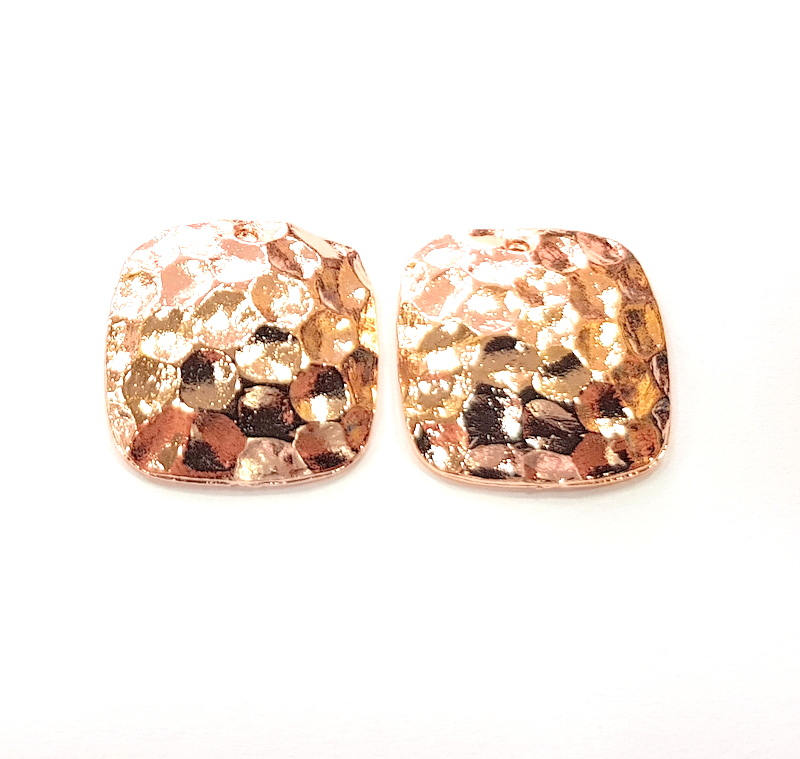 2 Rose Gold Charms Blank Rose Gold Plated Charms (18 mm) G10212
