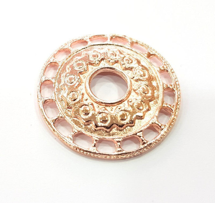 Rose Gold Round Charms Rose Gold Plated Pendant (38 mm) G10216