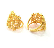 Gold Ring Blank Ring Settings Ring Bezel Base Cabochon Mountings Adjustable  (1mm  blank ) Gold Plated Brass G10219