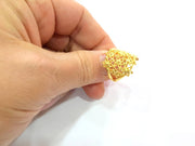 Gold Ring Blank Ring Settings Ring Bezel Base Cabochon Mountings Adjustable  (1mm  blank ) Gold Plated Brass G10219