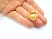Gold Ring Blank Ring Settings Ring Bezel Base Cabochon Mountings Adjustable  (2mm  blank ) Gold Plated Brass G10224